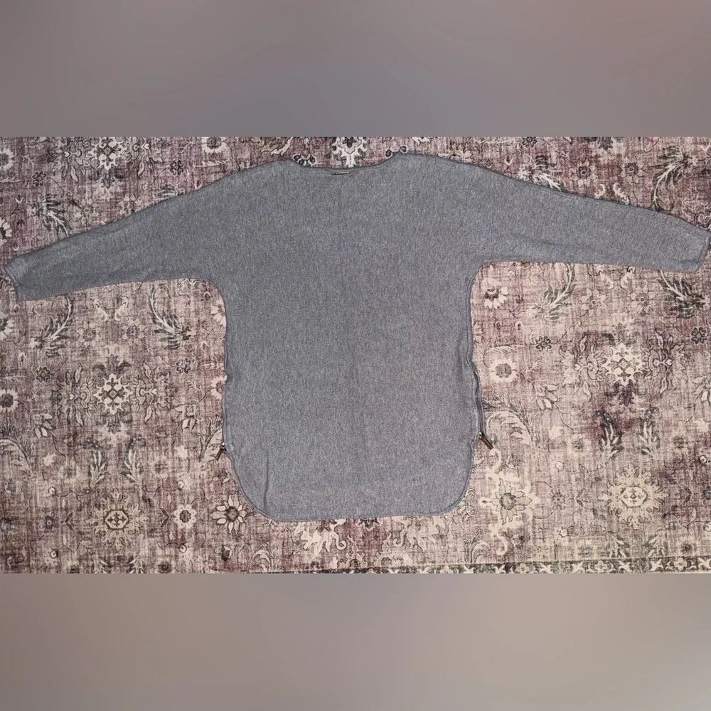 Michael‎ Kors Gray Long Sleeve Sweater Dolman Knit Zipper Detail Women Large EUC